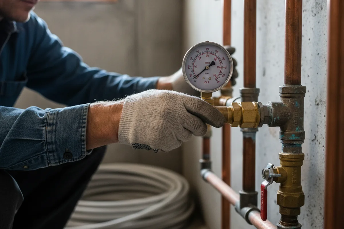 Pressure testing a repaired line during Water Line Repair in East Dennis